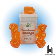 SET OF 7 DICE: TRANSLUCENT ORANGE/LIGHT ORANGE  ARCH'D4